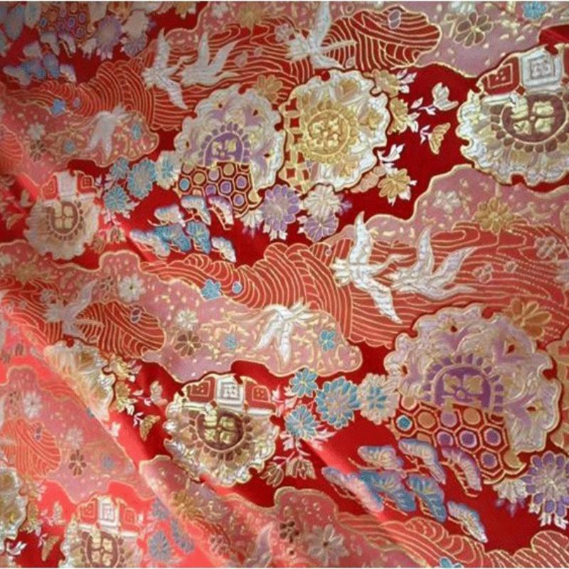 Wide 75cm Chinese-style Crane Jacquard Fabric for Sewing Traditional Hanfu Tang Suit Coat Luxuriou Satin Ethnic Clothing