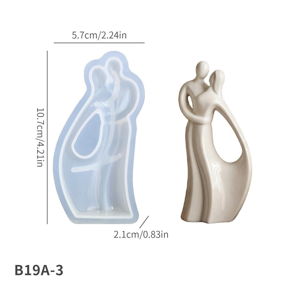DIY Abstrakte Paare Silikonformen Ornamente Handgefertigte Gips Zement Epoxidharz Form Wiederverwendbar Antihaft Seifenform