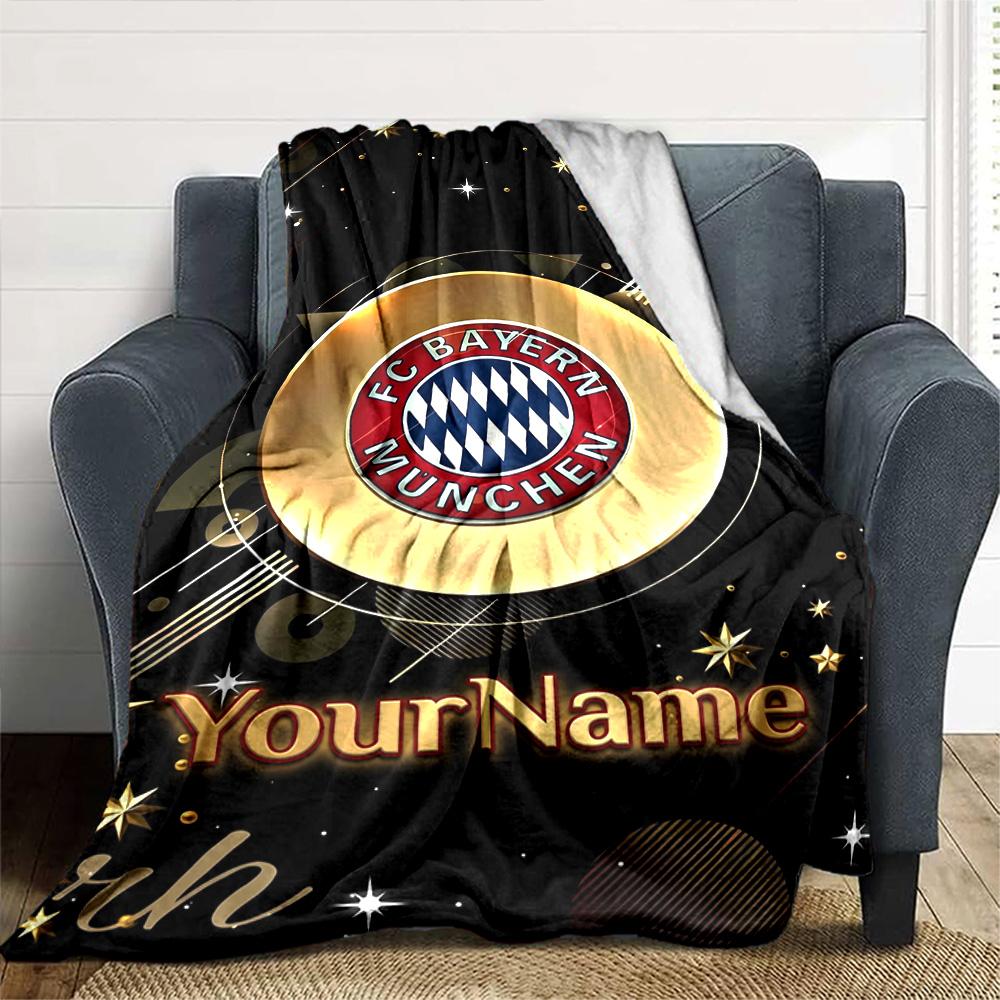 Bayern Munich Personalized Text Blanket Lightweight Personalized Blanket Soft & Cozy Perfect for Nap Home Decor Couch Bed Four Seasons Universal