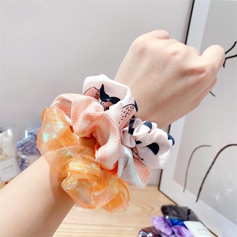 New 5PCS/Set Candy Color Printing Hair Ties For Women Cute HairBand Ponytail Holder Elastic Rubber Band Fashion Hair Accessories