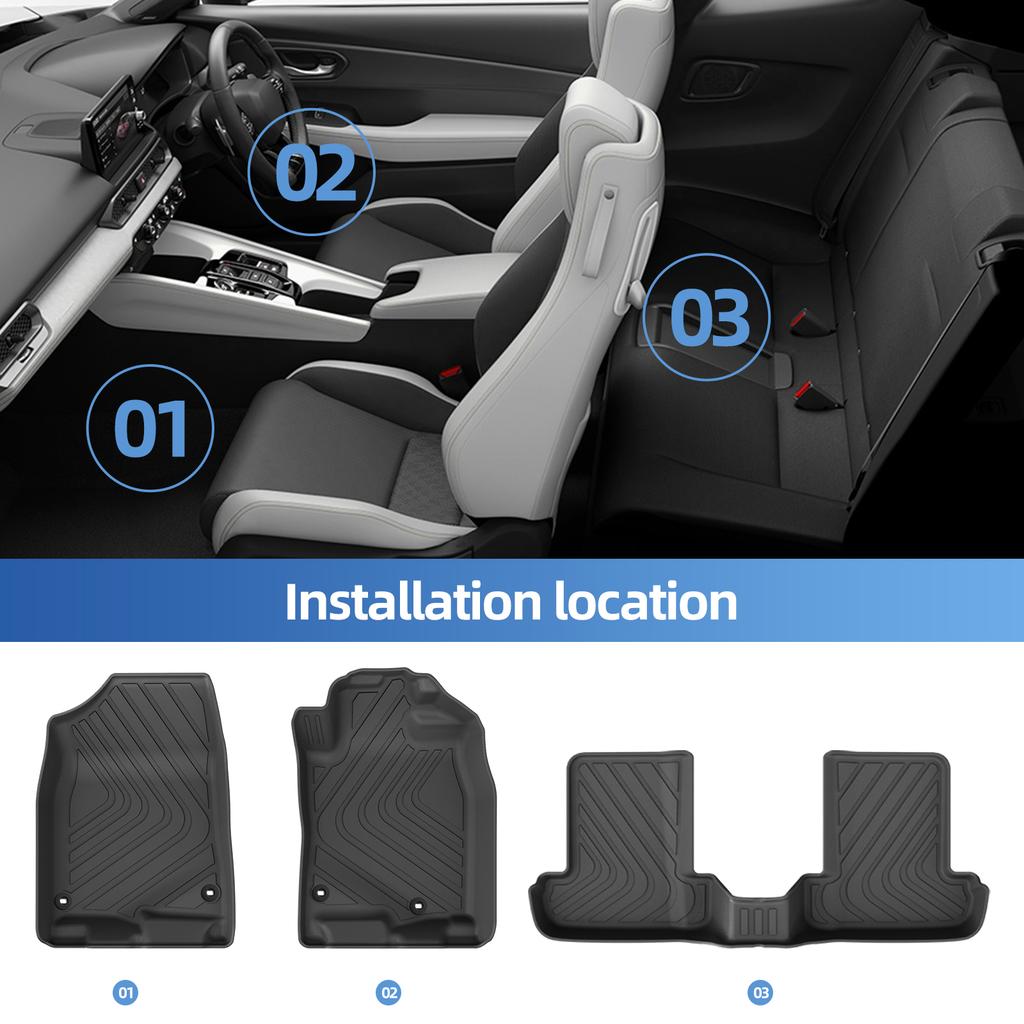 LUCKEASY Right Drive for Honda Prelude 6th Gen BF1 2025 2026 TPE 3D Car All- Weather Floor Mats Cargo Liner Trunk Waterproof