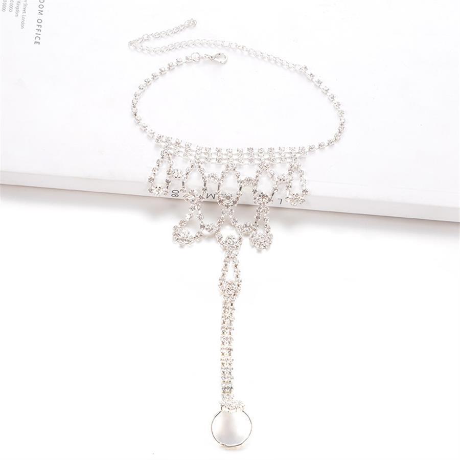 Elegant Rhinestone Finger and Toe Anklet: Women's Bohemian Beach Luxury Foot Jewelry