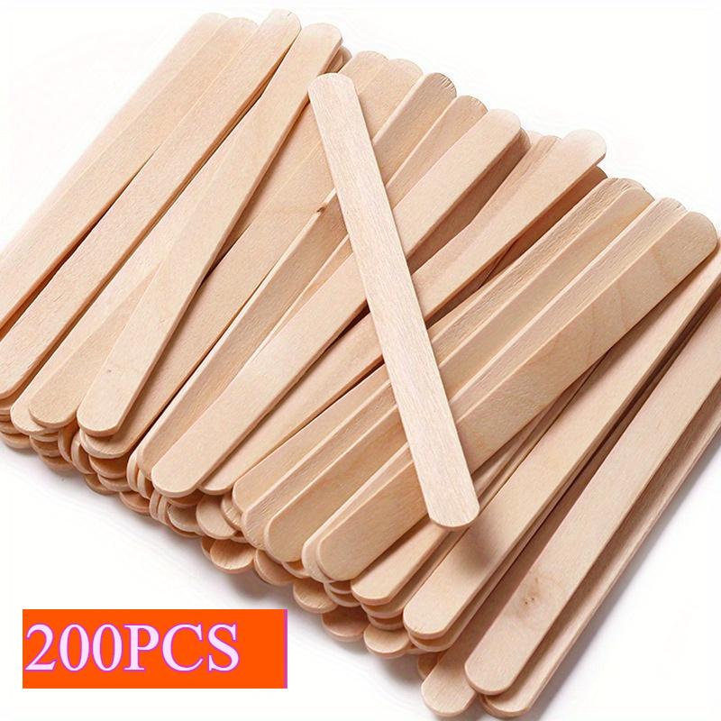 

200pcs of natural wood craft sticks, suitable for ice cream popsicles, waxing, and tongue depressors - smooth light-colored wood