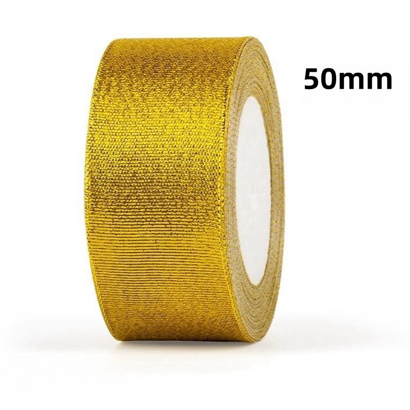 25Yards/Lot 6mm-40mm Gold Silver Glitter Ribbon For DIY Bow Crafts Gift Wrapping Wedding Christmas Decoration Sewing Accessories