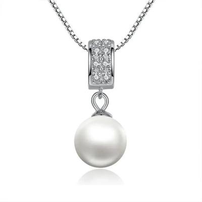 S925 Sterling Silver Simulated Pearl Pendant Necklace Long Chain Necklace  Jewelry Wedding Necklace Accessories