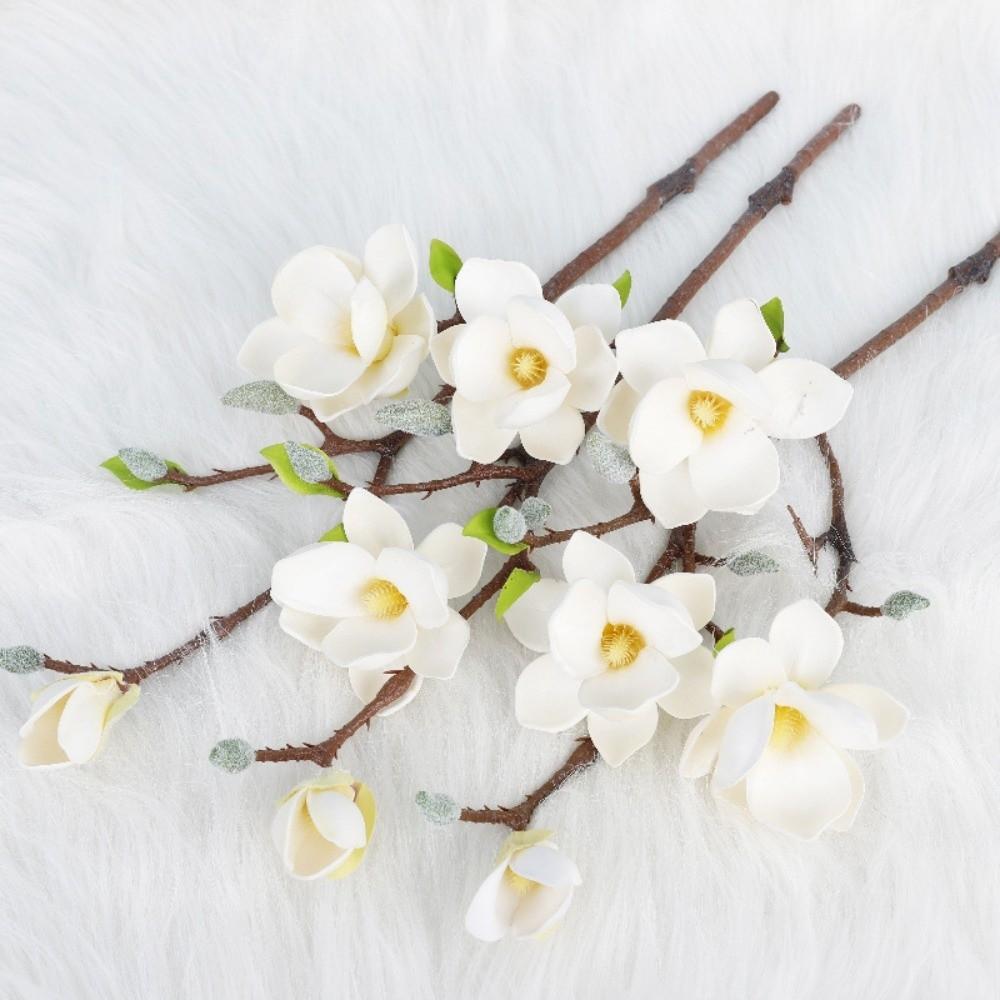Real Touch Artificial Magnolia Flower Realistic Faux Magnolia Branch  Home Living Room Decor