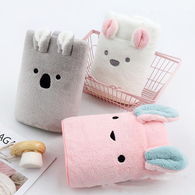 Coral fleece towel set three-dimensional cartoon ins wind soft and absorbent cute, thickened student bath