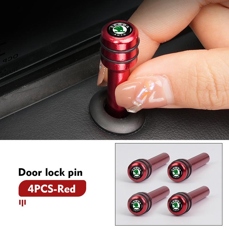 AAAAK1 Car Door Lock Pin Knob Pull Security Insurance Accessories For Skoda OCTAVIA RS FABIA KAMIQ KAROQ KODIAQ RAPID SCALA SUPERB