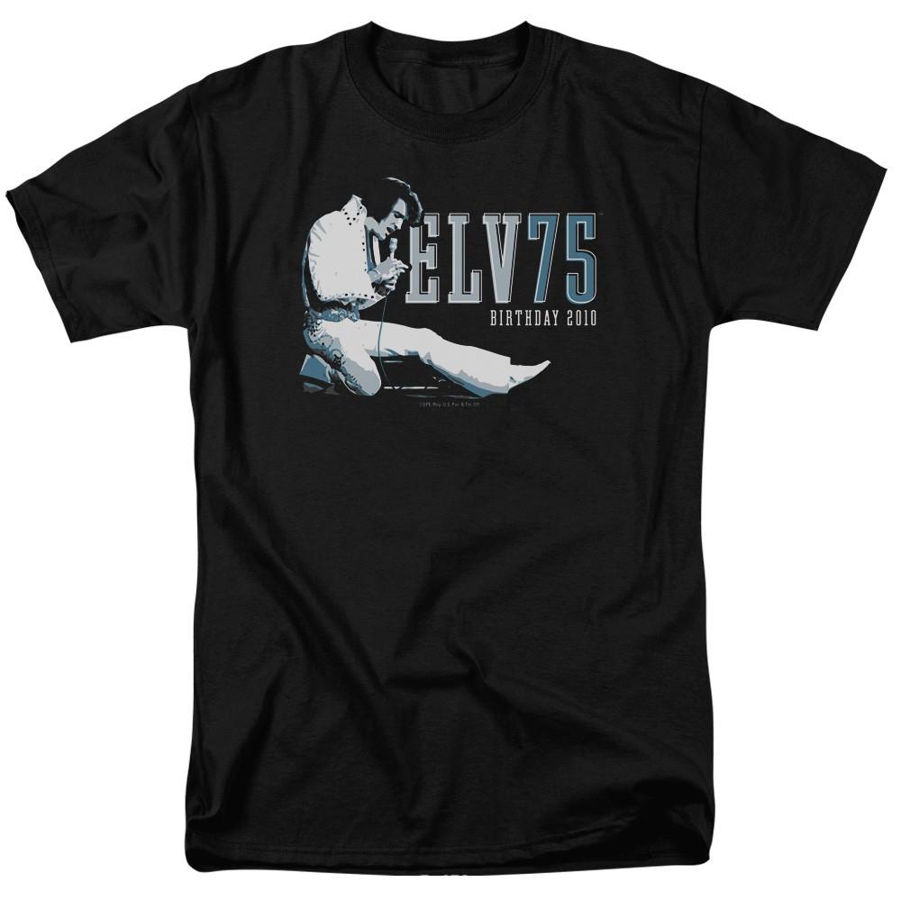 Elvis Presley - 75 Years Logo - Adult Unisex Short Sleeve T-Shirt - Black 3XL