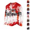 Men's Casual Long Sleeve Halloween Printed T-Shirt for Everyday Wear