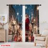 2pcs,2D Plane Printing Print Curtains Santa Claus and Reindeer Scene Durable 100% Polyester Fabric (without Rod) All Seasons for