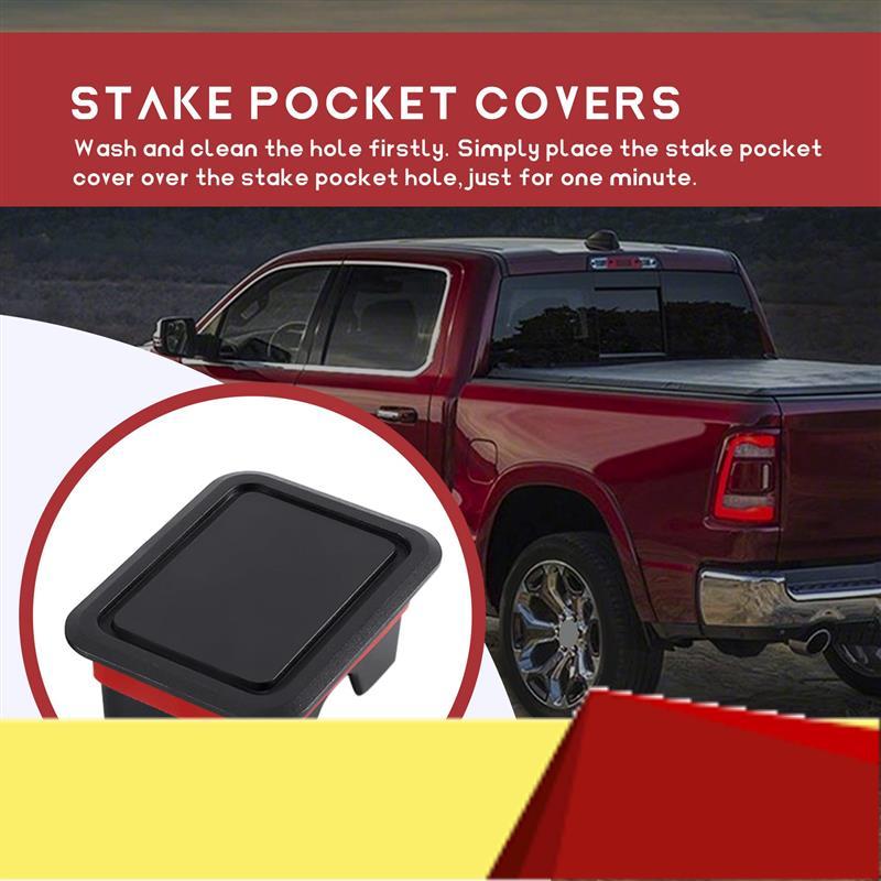 For Ram 1500 Stake Pocket Covers, Rear Truck Bed Rail Stake Pocket Cover For Dodge Ram    (Set Of 2)-M53K