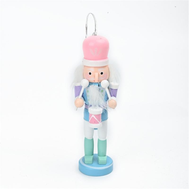 6pcs Festival Wood Soldier Figurines Holiday Nutcrackers Ornament in Soft Color for Creative Party Decoration