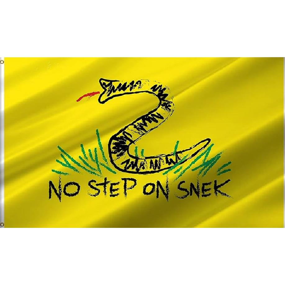 No Step On Snek Flag 2x3 FT and Don't Tread On Me Gadsden Flags with 2 Brass Grommets,Sturdy Double Stitched and Premium Polyester. (2x3ft)