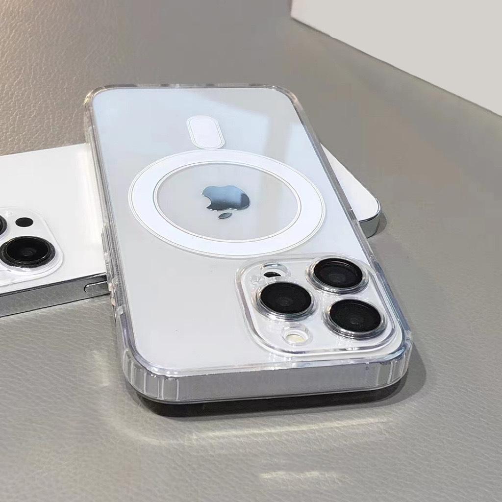 With Lens Film Suitable for Apple 16 Transparent Magnetic Suction Case Iphone15 Transparent Anti-fall 14 Acrylic 12 Protective Cover