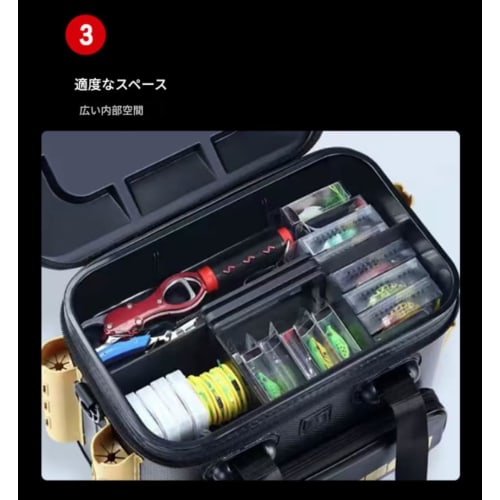 Sit-on Tackle Box with Rod Holder, Tackle Bag, Fishing Bucket, 45cm, with Pliers Holder, EVA Material, Multifunctional Fishing Tackle Case, Disaster P