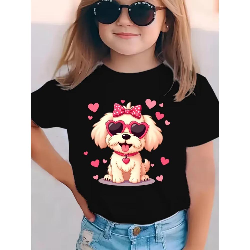 Funny Dog Pattern Children's T-Shirt Girl Cute Animal 3D Printed Fashion Top Short Sleeve Tee Summer Children Clothes Girl Tops