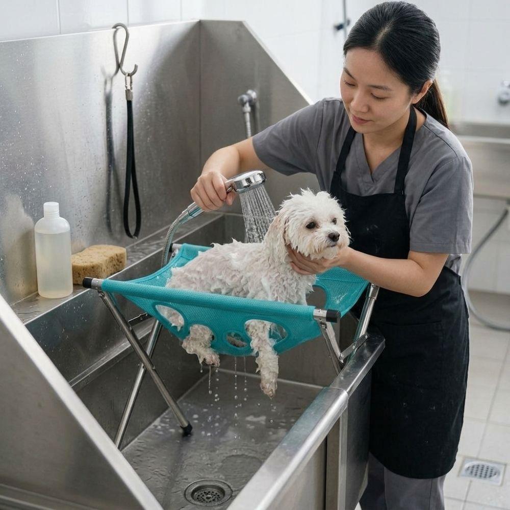 Folding Dog Grooming Table Anti-Scratch Pet Washing Station Pet Grooming Hammock  Home Use