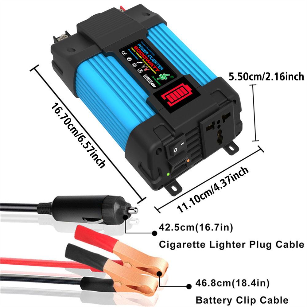 Power inverter Car Invertor 500W Vehicle-mounted Household Converter Peak power 6000W DC 12v To 220V Auto Accessories