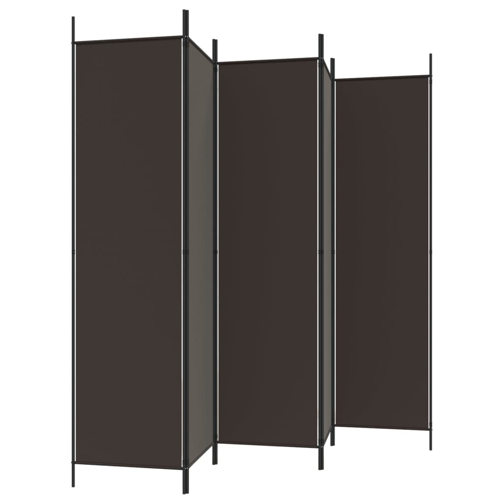 Vidaxl Paravento a 6 Pannelli, Marrone, 300X200 Cm, Tessuto