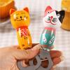Japanese Creative Balinese Cat Wooden Multifunctional Cartoon Cat Beer Bottle Opener Magnetic Refrigerator Stickers Ornaments