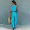 Completi da Donna 2 Pezzi Top Corto Senza Maniche e Pantaloni Lunghi a Gamba Larga Set Coordinati Casual Abbigliamento Estivo per Viaggi Vacanze Relax