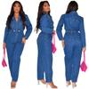 6971 Fashion Style Amazon Wish Women's Clothing Ins Influencer Picks Sexy Suit Collar Denim Jumpsuit In Stock