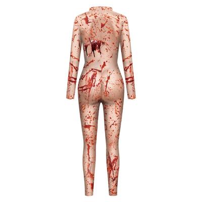 New Women's Halloween Ladies Jumpsuit Bloodstained Digital Printing Jumpsuit Performance Tights