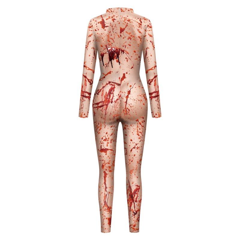 New Women's Halloween Ladies Jumpsuit Bloodstained Digital Printing Jumpsuit Performance Tights