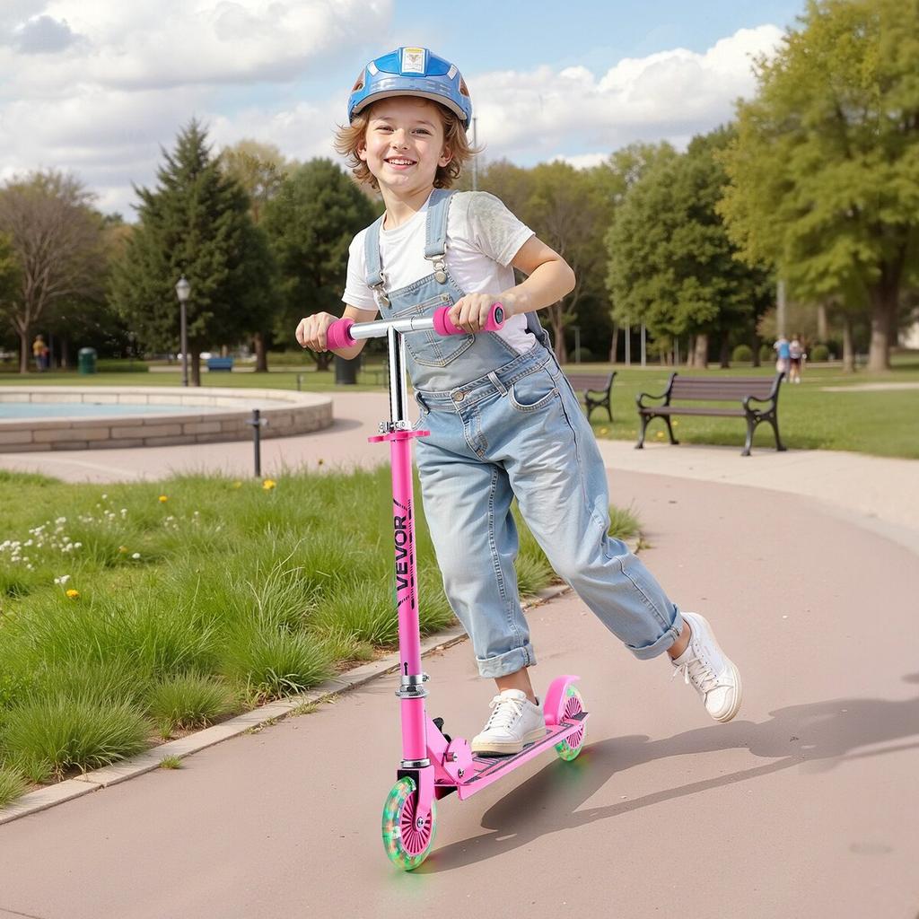 Kick Scooter for Kids Ages 3+, 2-Wheel Toddler Scooter with Light-Up Wheels, Adjustable Height Handlebar, Wide Anti-Slip Deck, Foldable Lightweight