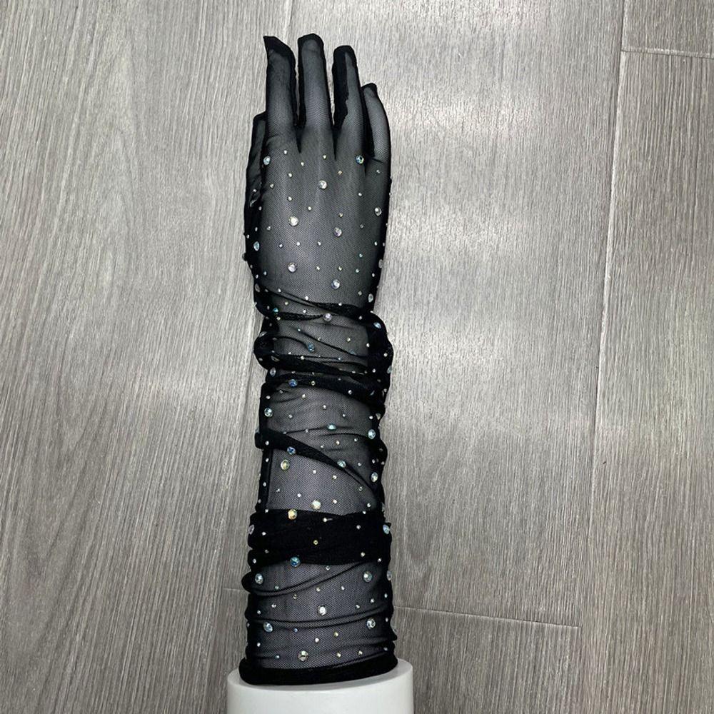 Crystal Transparent Long Gloves Bride Wedding Gloves Women Driving Gloves Sun Protection Mittens