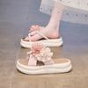 Platform-soled Flower Slippers Women's Summer Outer Wear Beach Shoes 2025 New Versatile Fashion One-word Drag Muffin Sandals