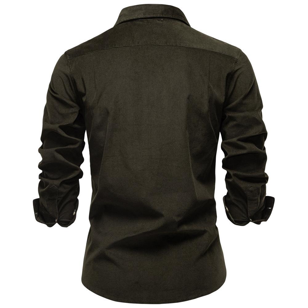 Gant Pánská manšestrová košile z čisté bavlny s klopovým límcem, business casual košile s dlouhým rukávem, novinka podzim a zima 2025 s výšivkou