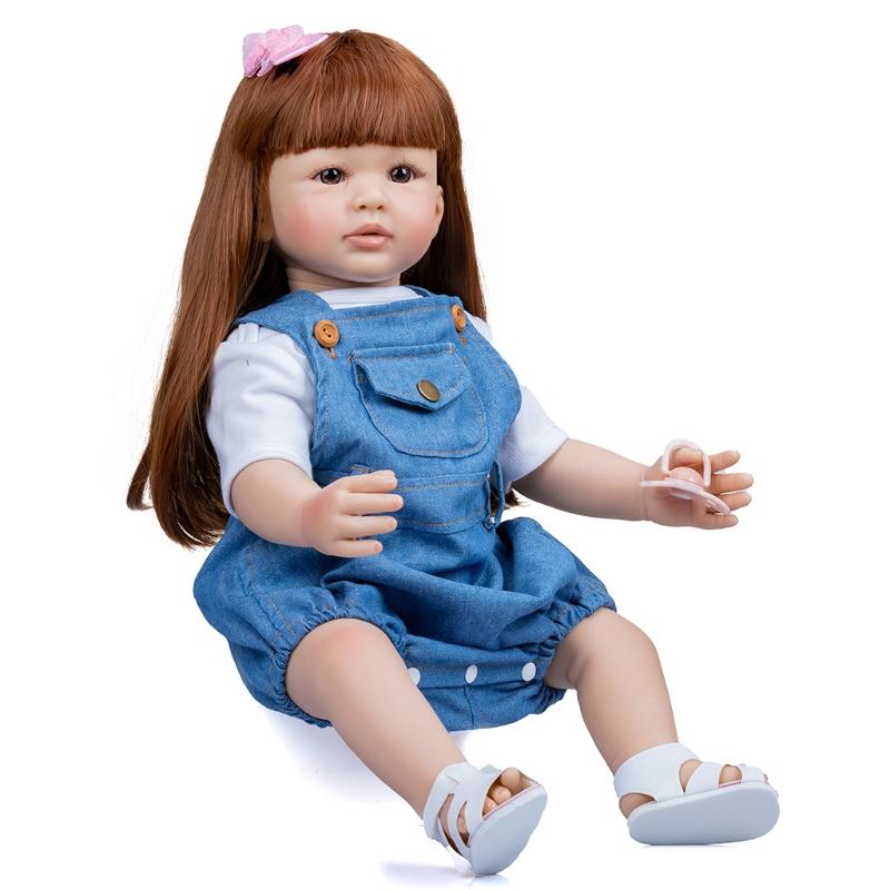 23’’ Baby Girl Cuddle for Doll Reborn Simulation Toy Lovely Heavy Weight Lifelike Toy with Rooted Hair Newborn Birthday