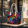 Colorful Abstract Print Tote Bag Daily Casual Large Capacity Shopping Shoulder Bag for Women Outdoor Handbag 