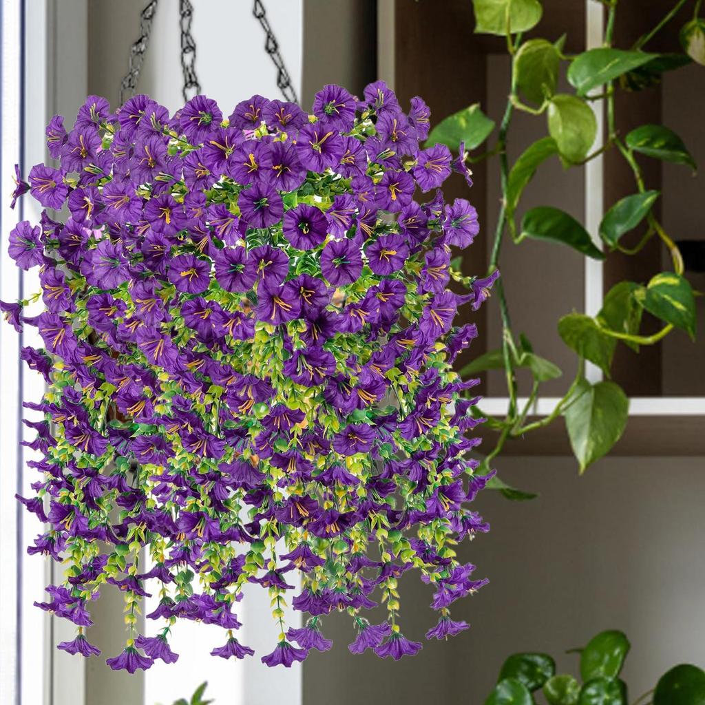 Artificial Hanging Flowers Large Morning Glory Flower UV Resistant Outdoor Hanging Plants Balcony Yard Garden Decor Wedding