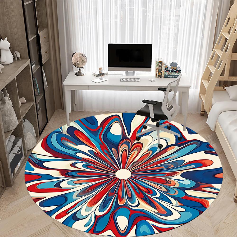 1pc Floral Abstract Office Round Area Rug, Indoor Mat Suitable For Office, Under Office Chairs Bedroom Living Room Home Decor, Room Deco