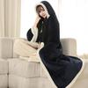 Cape Blanket Plush Hooded Cape with Button Fastening Double-Sided Warmth White Trim Blanket Cape Office Nap Comfort Throw Blanket