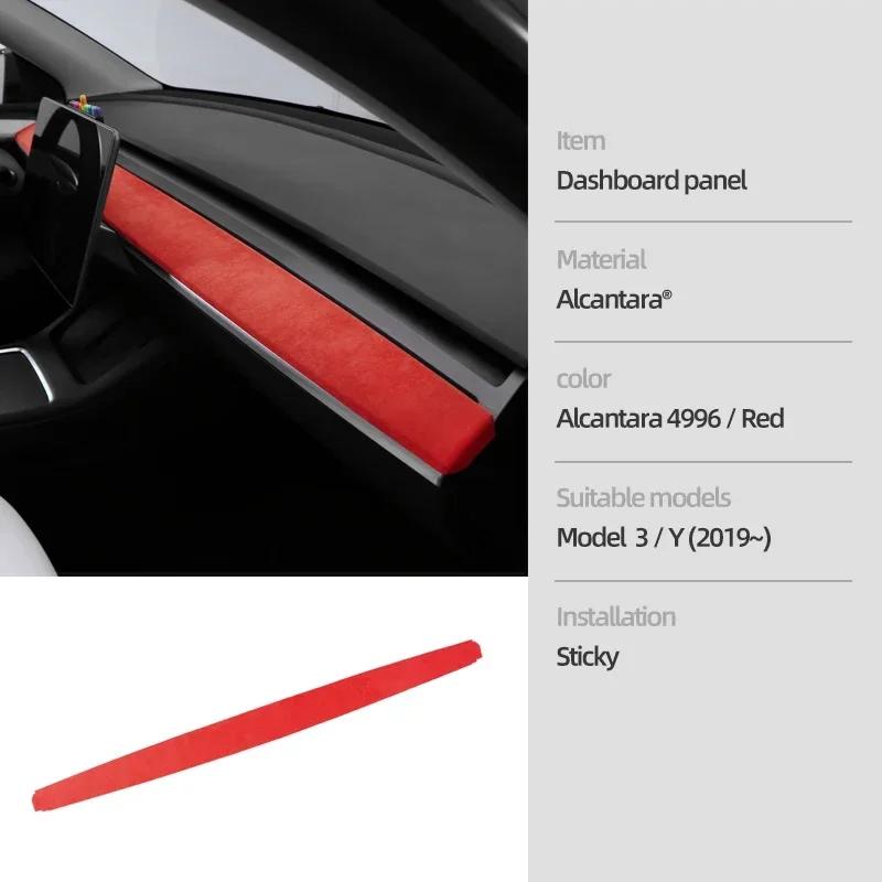 Betterhumz For Tesla Model 3 Y     Car Dashboard Trim Sticker Door Panel Made of Alcantara Tuning Accessories