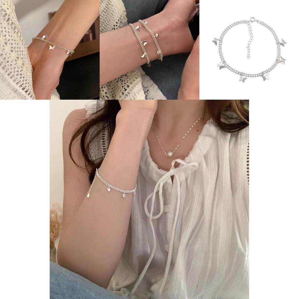 Elegant Heart And Butterfly Bracelet For Women Alloy Plated Geometric Jewelry