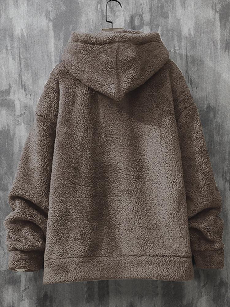Autumn & Winter Slim Long-sleeved Coral Velvet Personality Wind Casual Men's Hooded Sweater Moisture Wicking Comfortable Skin-friendly Breathable Tops