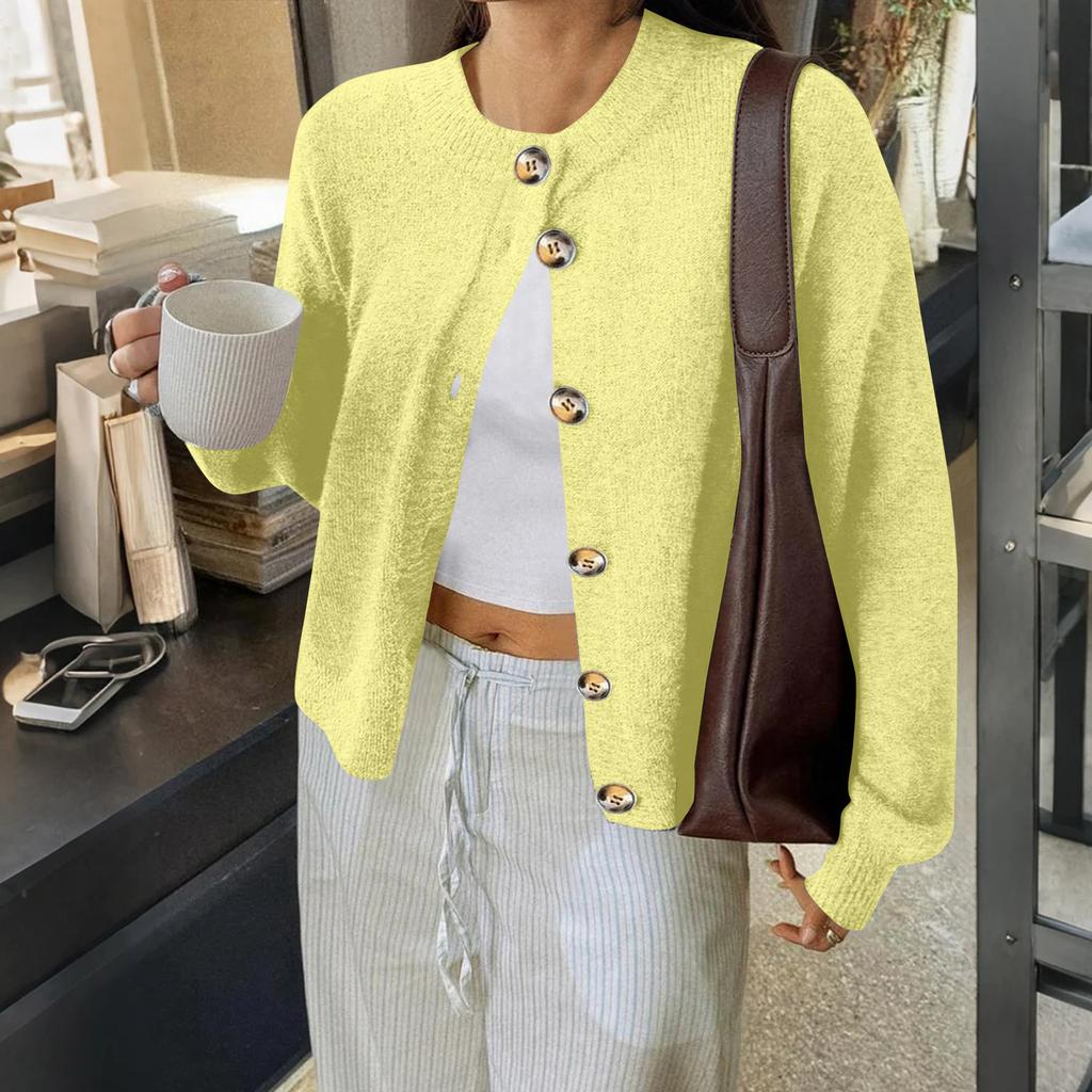 Women's Cardigan Sweaters Lightweight R-Neck Long Sleeve Outfits Fall Fashion Clothing