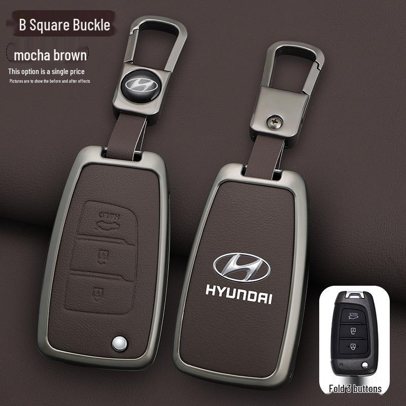 Men's Cowhide Key Case for 20 Models Including Beijing Hyundai Elantra & ix35 Verna