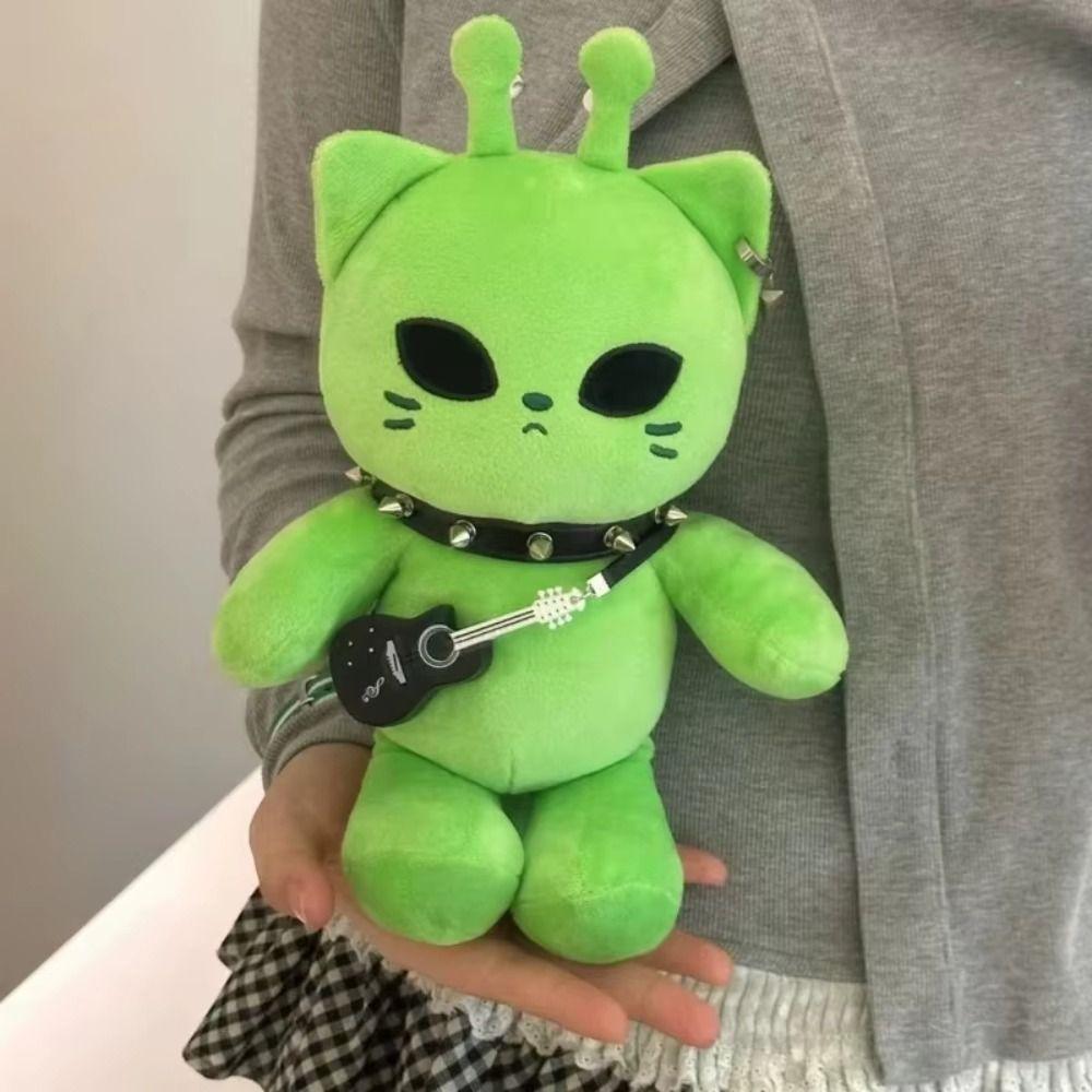 Stuffed Animal Kitten Plushie Dolls Green Space Cat Plushie Alien Cat Plush Toy for Friends