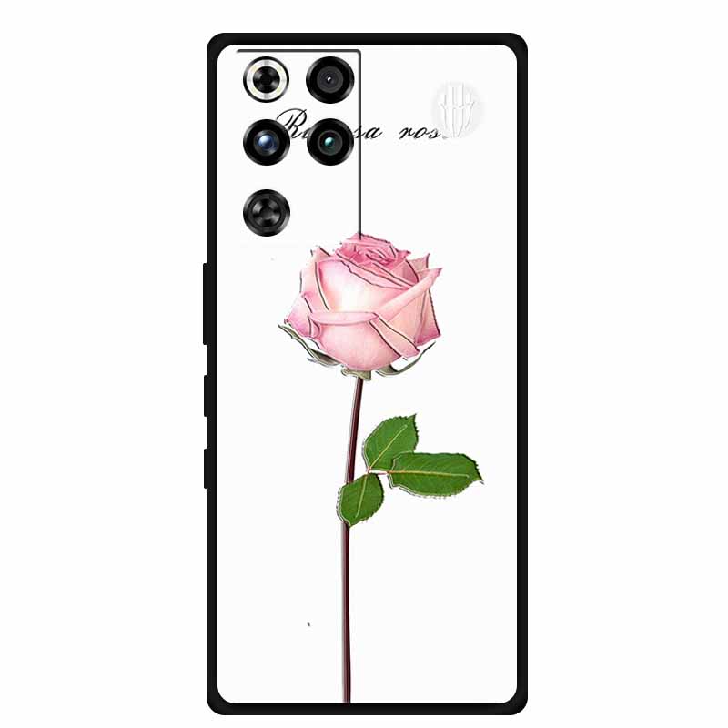 For ZTE Nubia RedMagic 11 Pro 5G Case 3D Emboss Flowers Relief Soft Black Silicone Back Cover For ZTE Nubia RedMagic 11Pro Funda