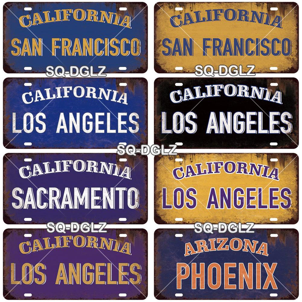 USA WEST City LOS ANGELES 15x30cm Plate Sports Tin Sign State Wall Decoration Metal Sign Home Decor Painting Plaques Art Poster