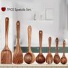WXCOO Natural Teak Wooden Kitchen Spoons Spatula Set Wood Shovel Scoop Nonstick Cooking Food Shovel Utensil