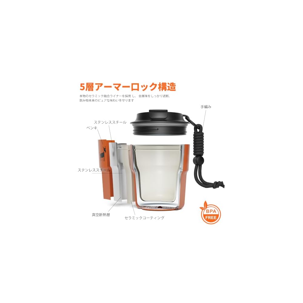 CHEERFUL GOAT Blend Tumbler Stainless Steel Travel Tumbler with Ceramic Liner, 450ml, Gray