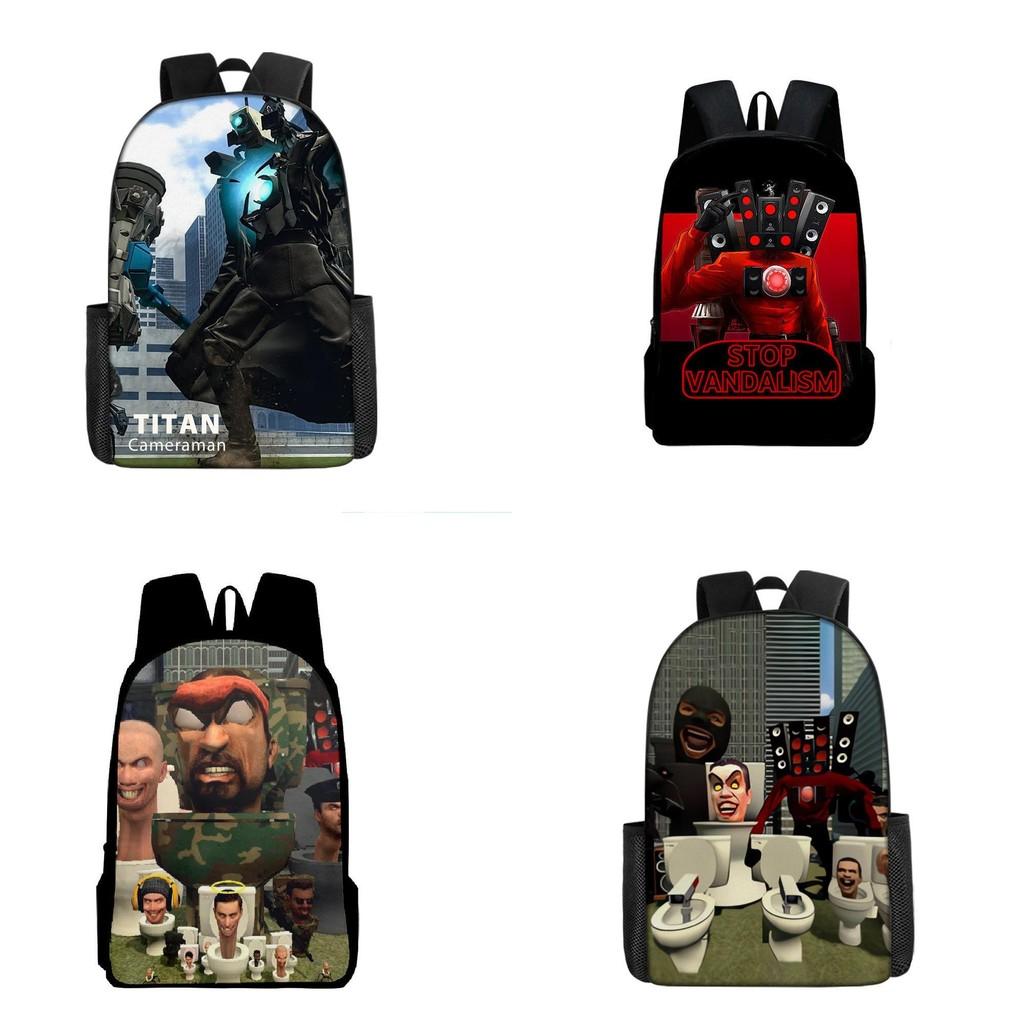 Skibidi Toilet Character Kids Backpack With Breathable Oxford Cloth For School Use