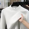 Men's Slim Fit Double-Sided Plush Base Layer Shirt, Solid Color, Half-High Collar, Long Sleeve, Thickened Warm Inner Wear for Autumn & Winter